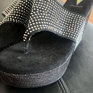 Volatile Black Studded Platform Sandals
